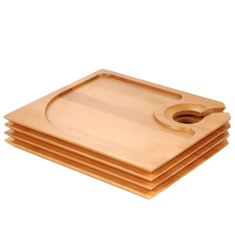 bamboo ecoware appetizer plates with wine glass holder stacked 