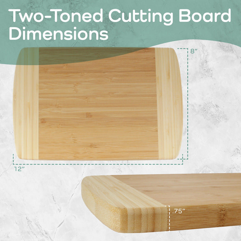 Bamboo Small Two-Tone Cutting Board 12" x 8" x 0.75"