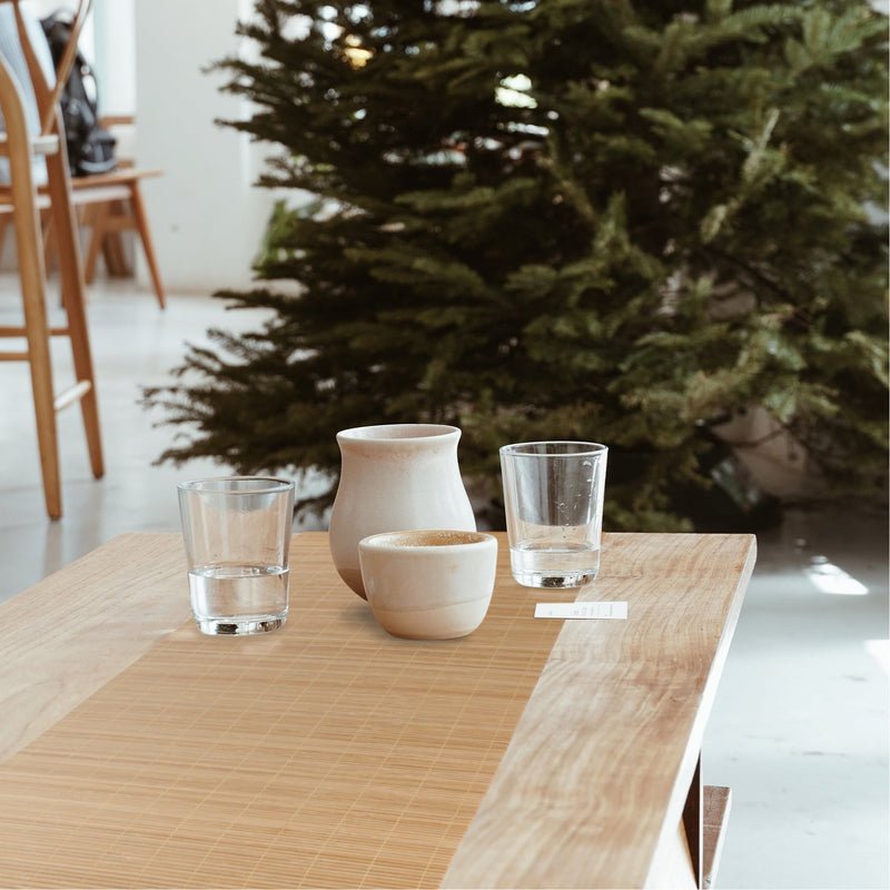 bamboo matchstick style table runner lifestyle carbonized brown