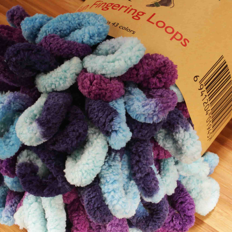 BambooMN Finger Knitting Yarn - Fun Finger Loops Yarn - 100% Polyester -  Grape Compote - 2 Skeins 