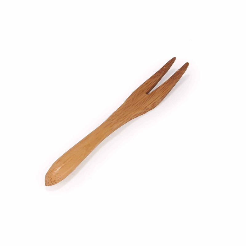 Mini Bamboo Fork - Solid Bamboo Appetizer Party Cocktail Pick - Carbonized Brown - 3.7"