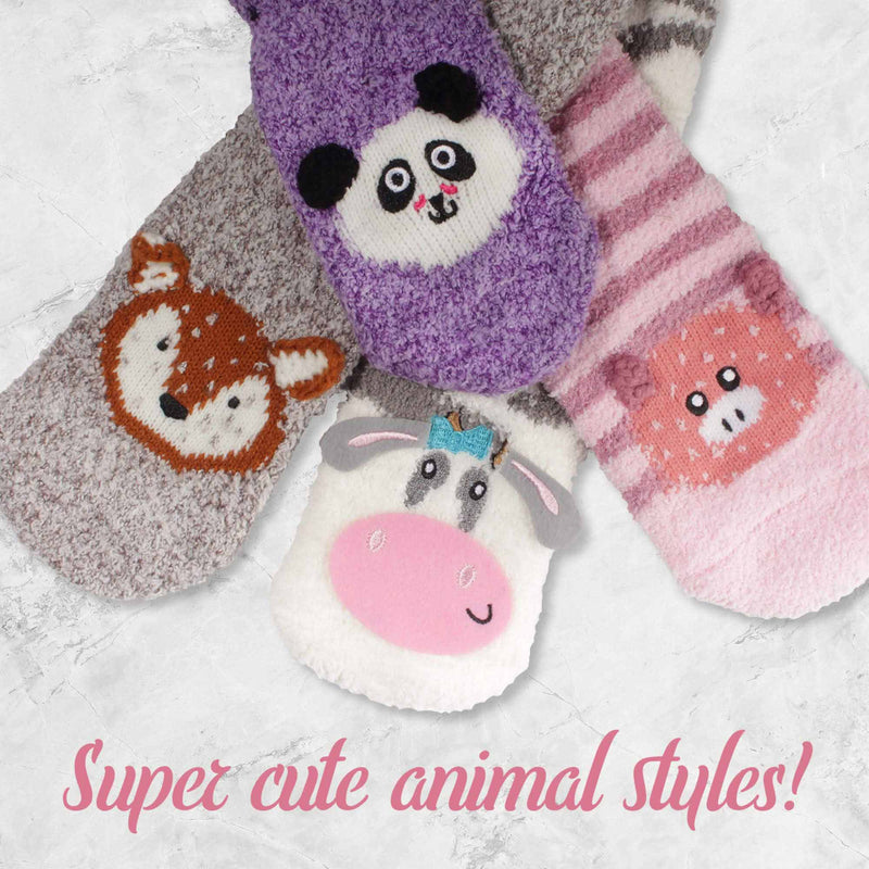 Super Soft Cute Warm and Fuzzy Animal Non-Slip Fuzzy Crew Winter Home Socks