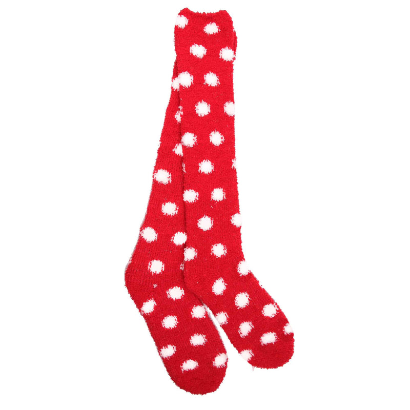 Women's Fuzzy Knee High Socks - Solid/Striped/Polka Dot