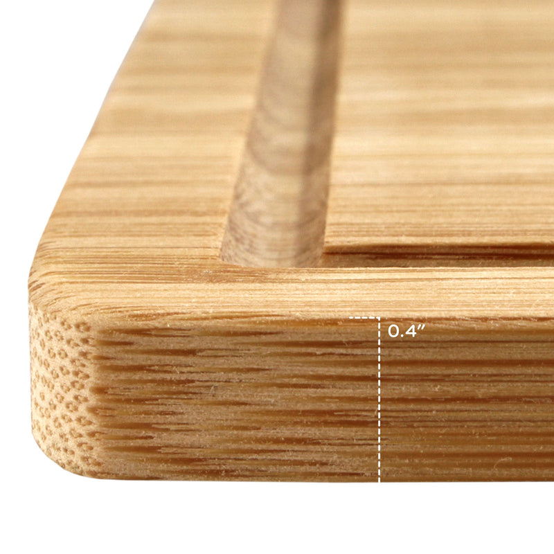 Thin Bamboo Cutting Board Grooved/Flat 13" x 9" x 0.4"