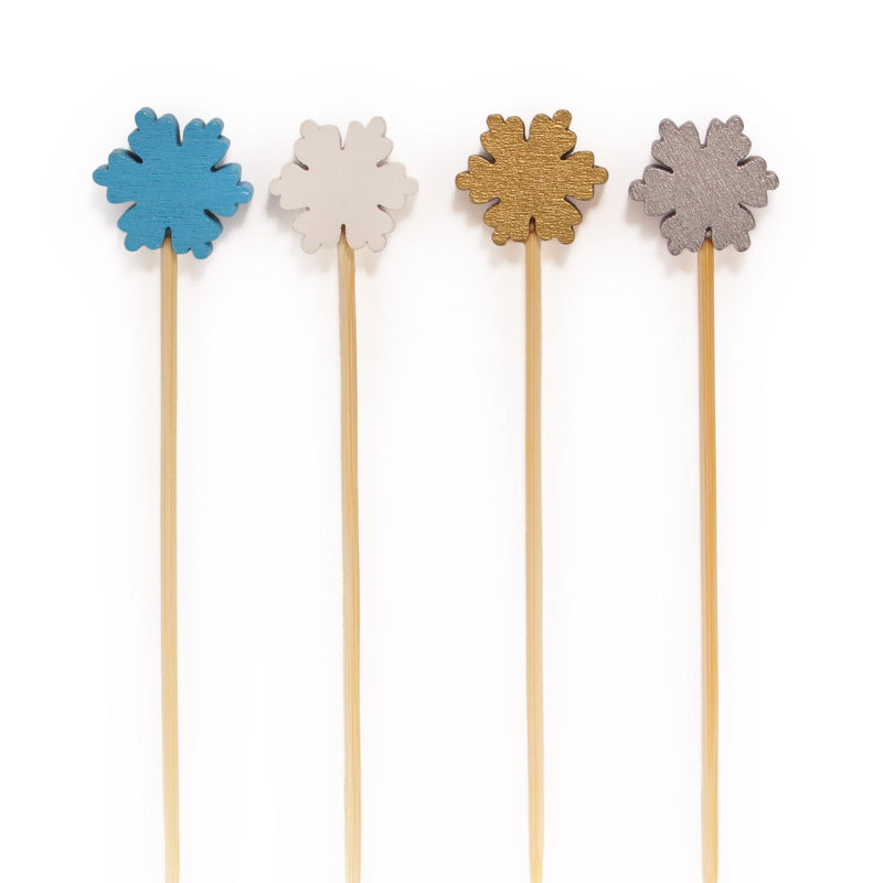 winter snowflake bamboo picks assorted tops