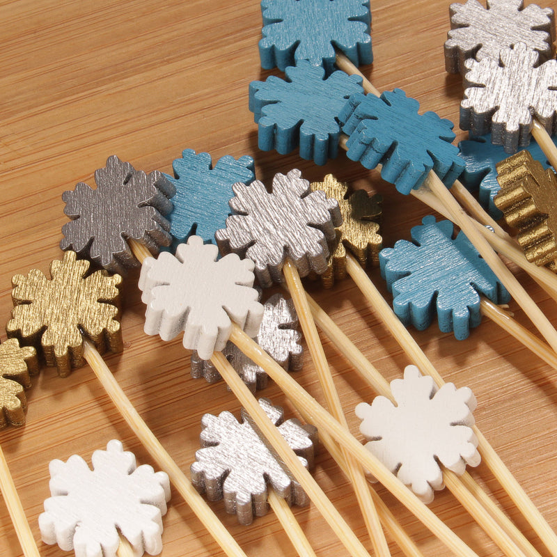 winter snowflake bamboo picks closeup