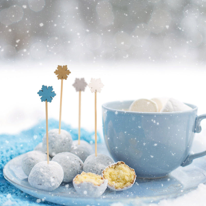 winter snowflake bamboo picks doughnuts mug