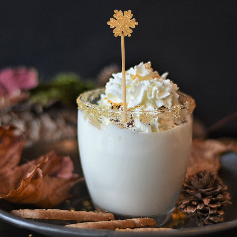 winter snowflake bamboo picks eggnog mug